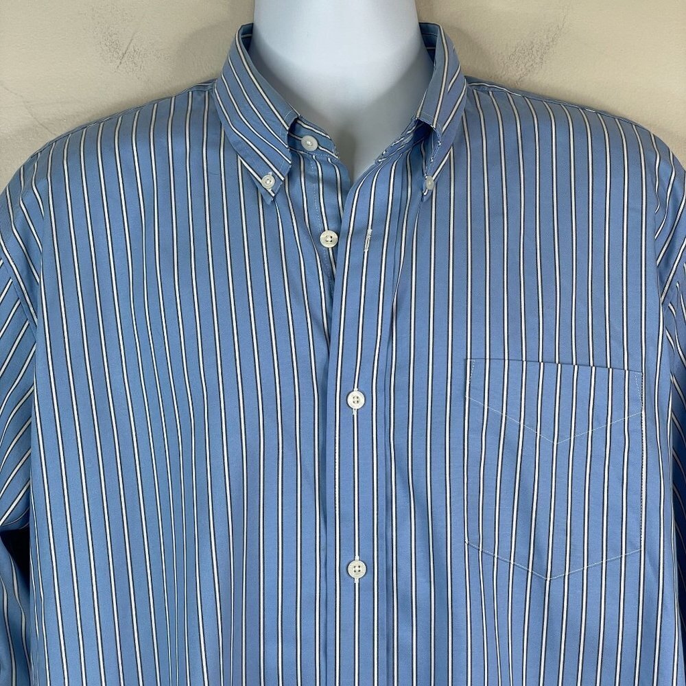 Giordano Button Down‎ Shirt Mens XL Blue Long Sleeve Vintage Eclectic Grandpa